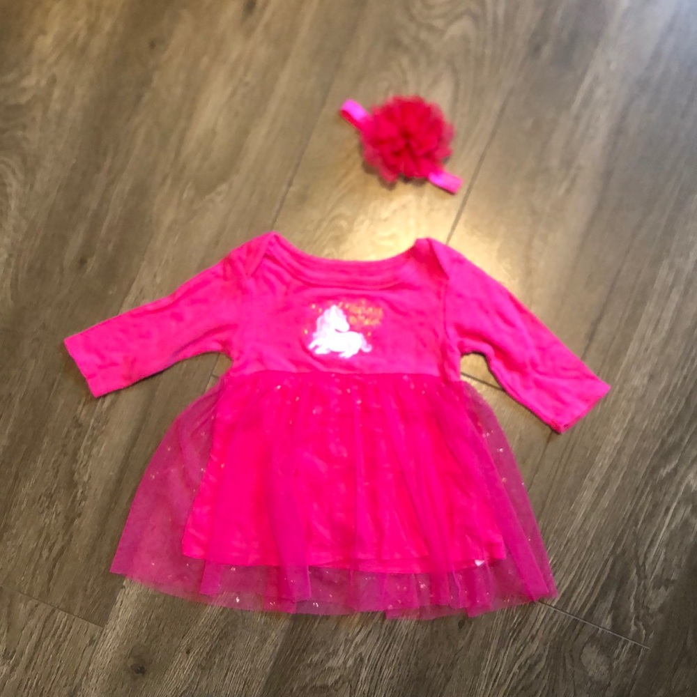Pink dress and headband size 12 months